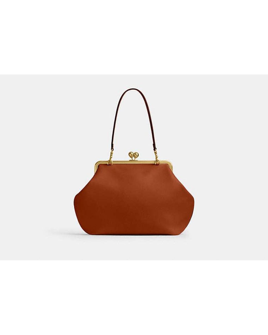 COACH Brown Large Kisslock Frame Bag