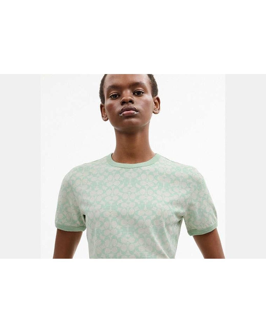 COACH Green Brain Dead Signature Ringer T-Shirt