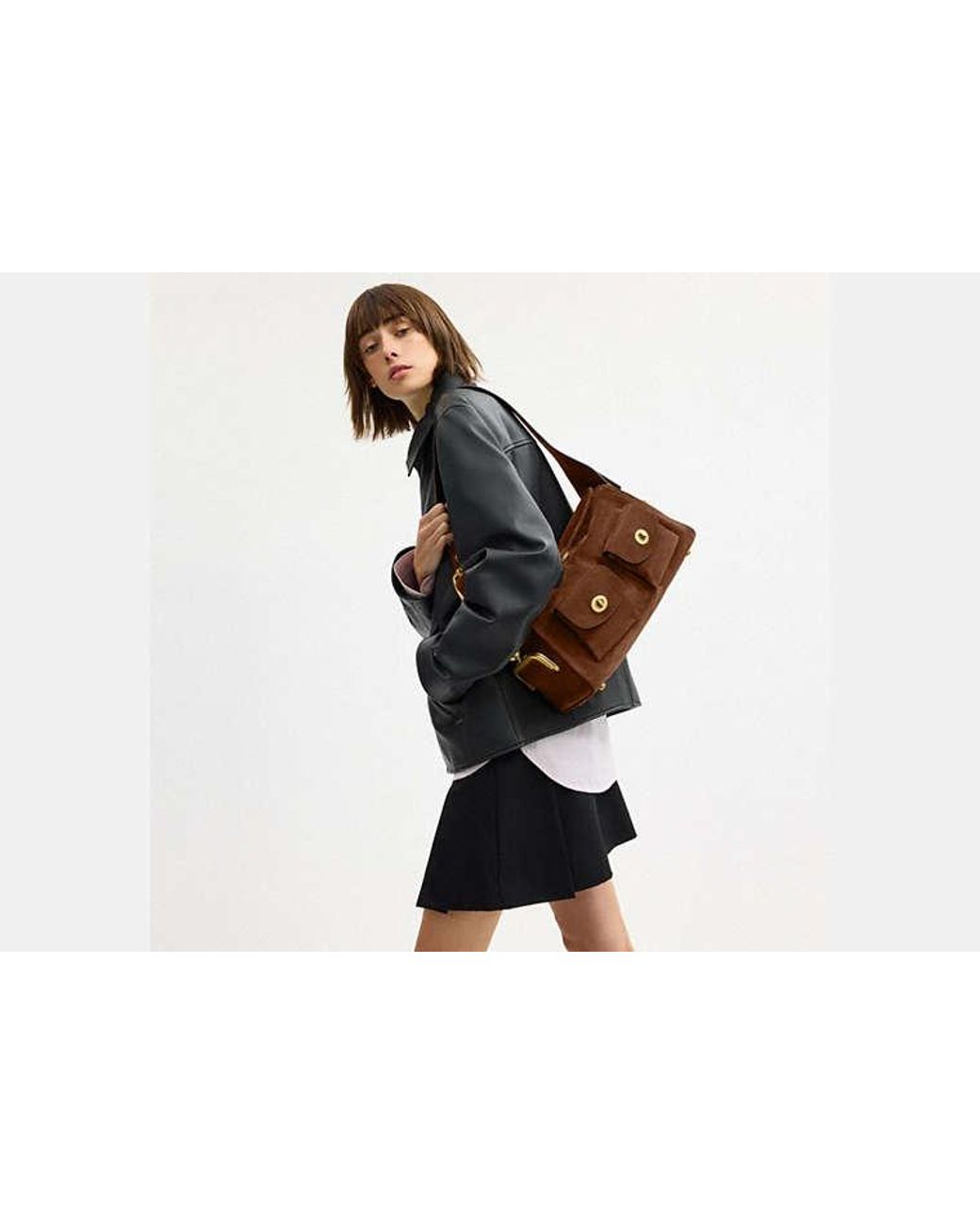 COACH Black Turnlock Haversack Bag