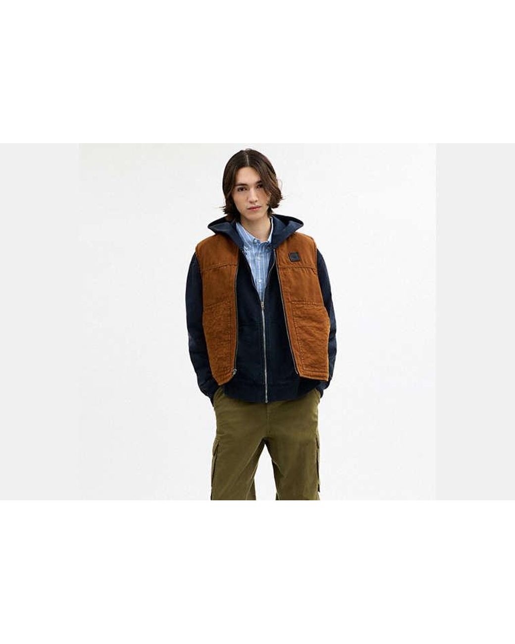 COACH Black Work Vest With Quilted Lining for men