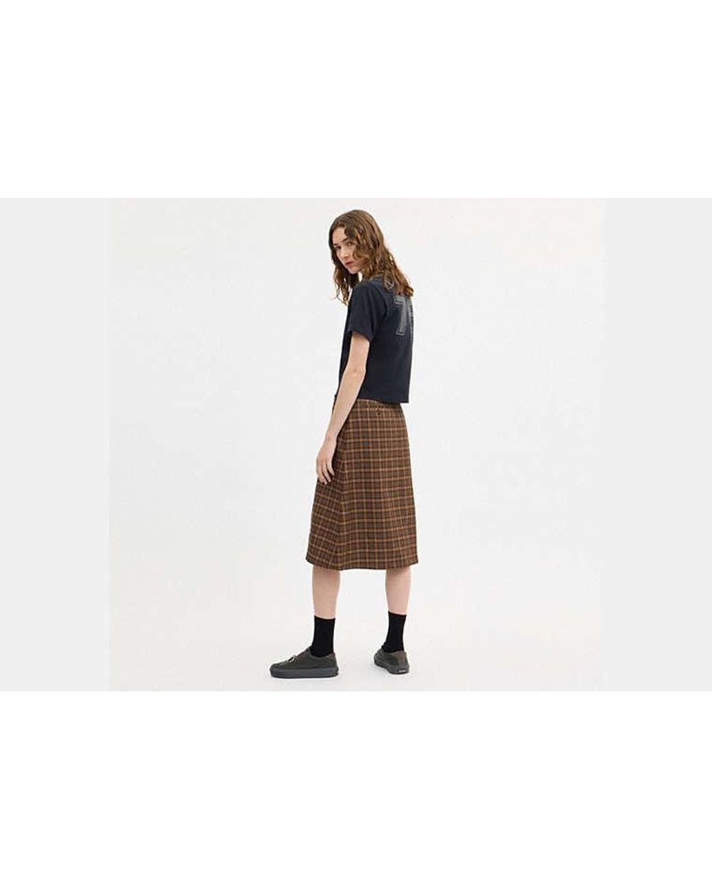 COACH Brown Yarn Dye A-Line Skirt
