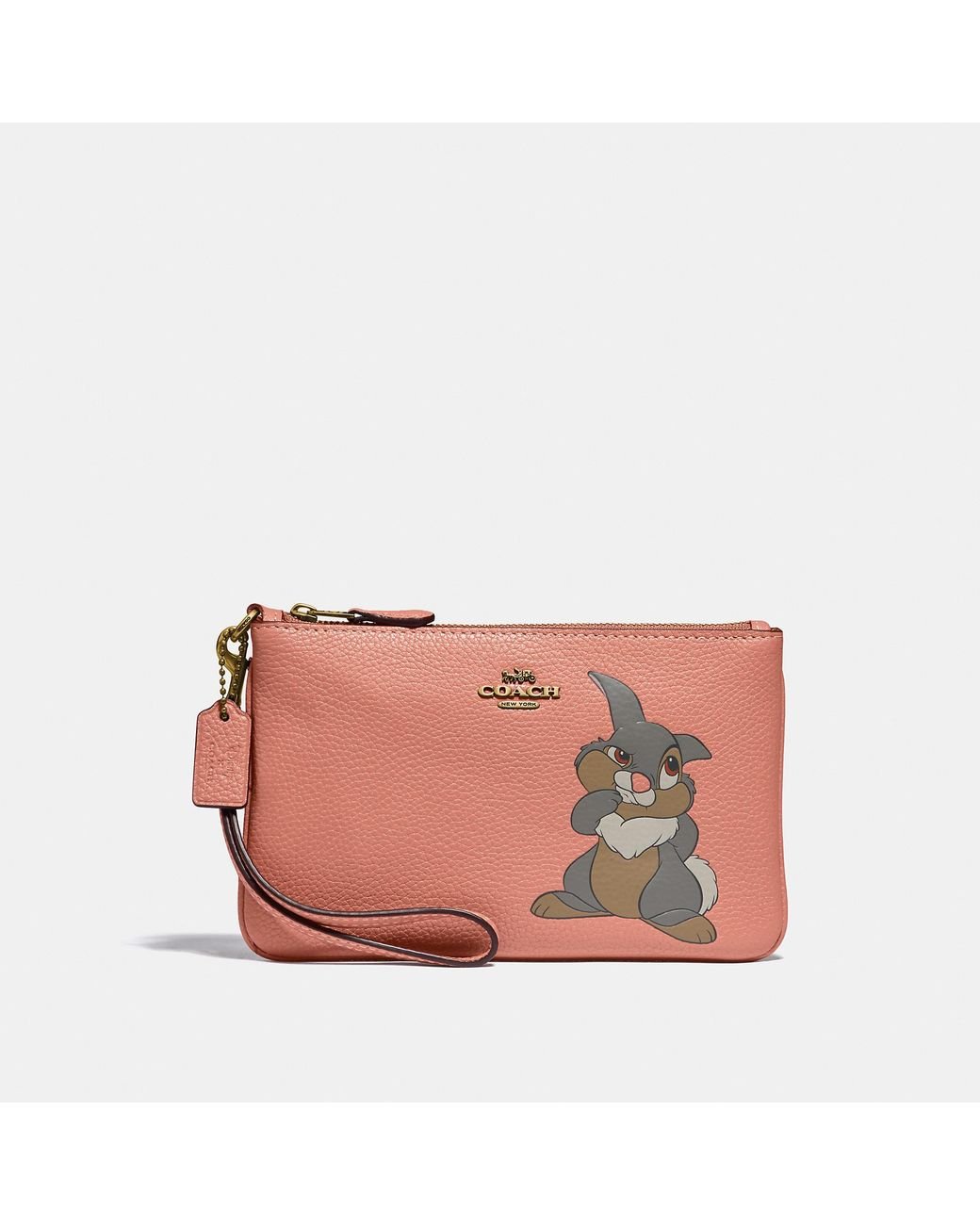 COACH Disney X Small Wristlet With Thumper Motif in Pink Lyst
