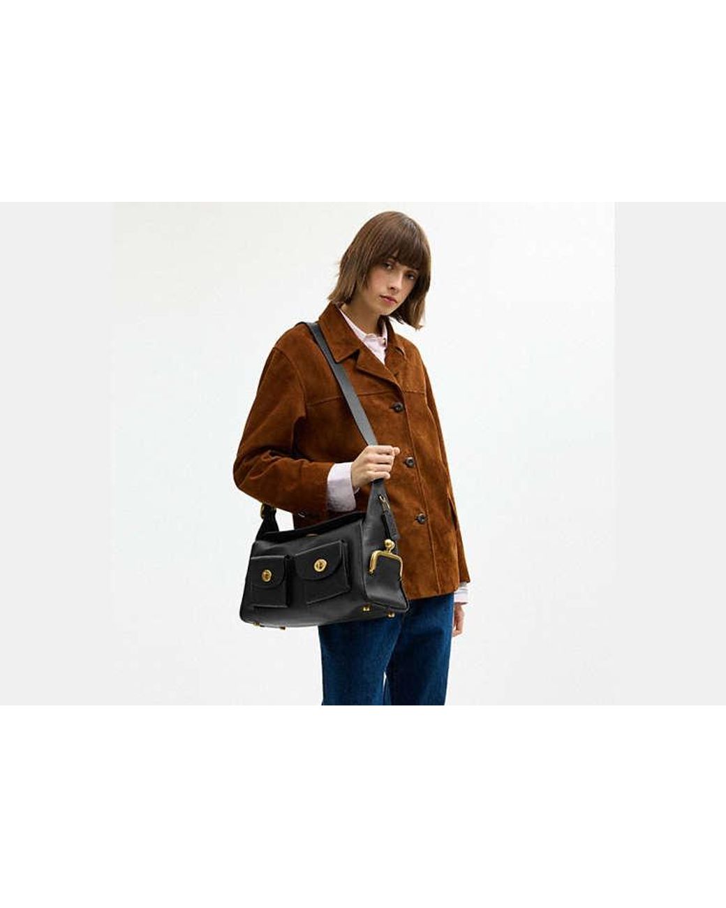 COACH Black Turnlock Haversack Bag