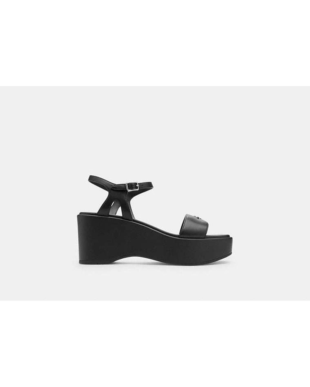 COACH Black Gale Wedge Sandal