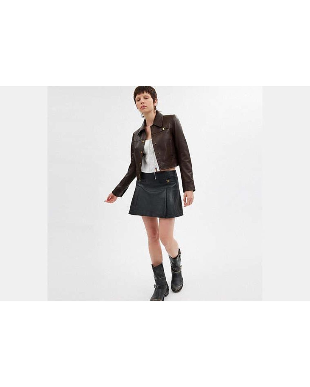 COACH Black Heritage C Snap Front Shrunken Jacket