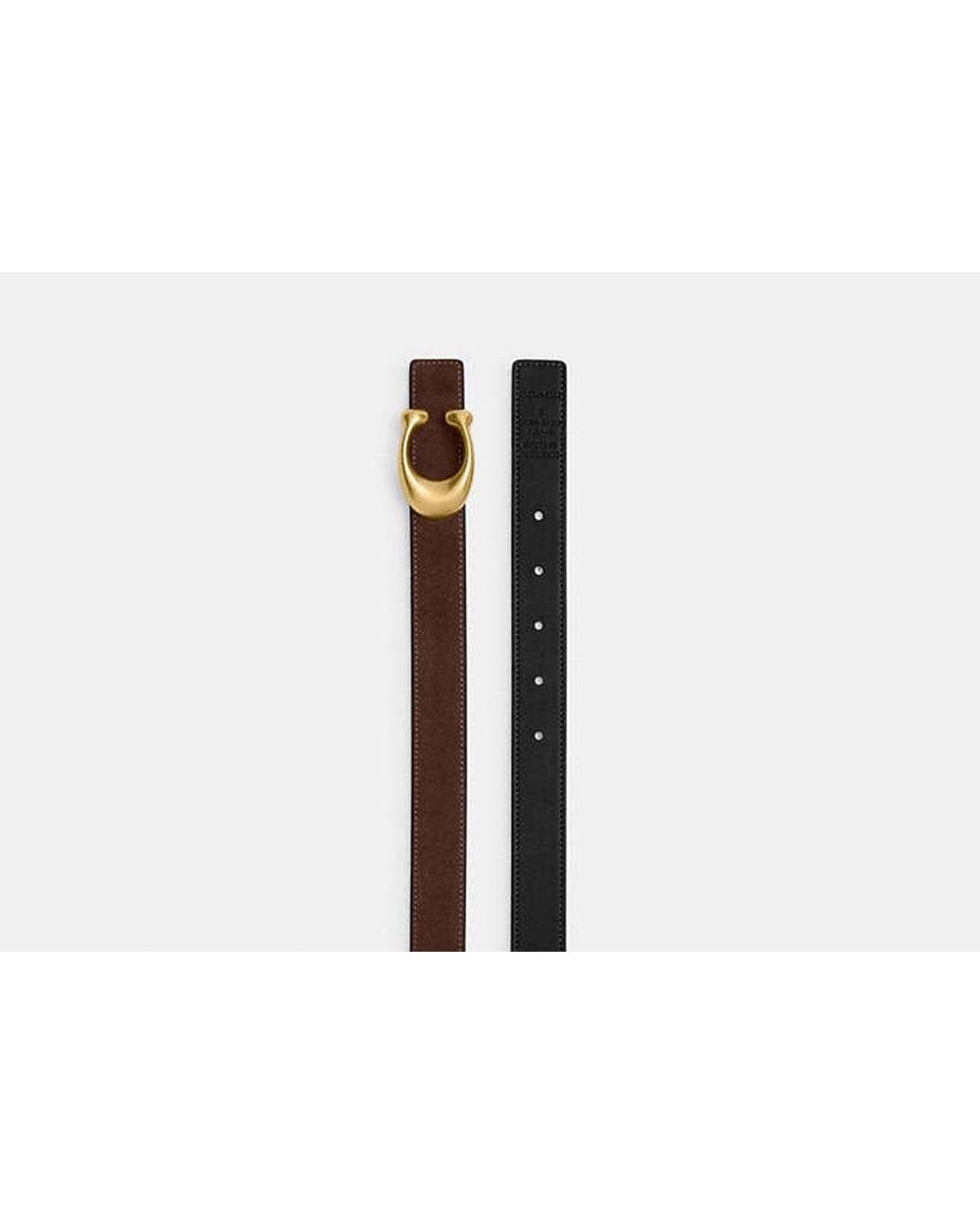 COACH Black Sculpted C Buckle Reversible Belt, 25Mm