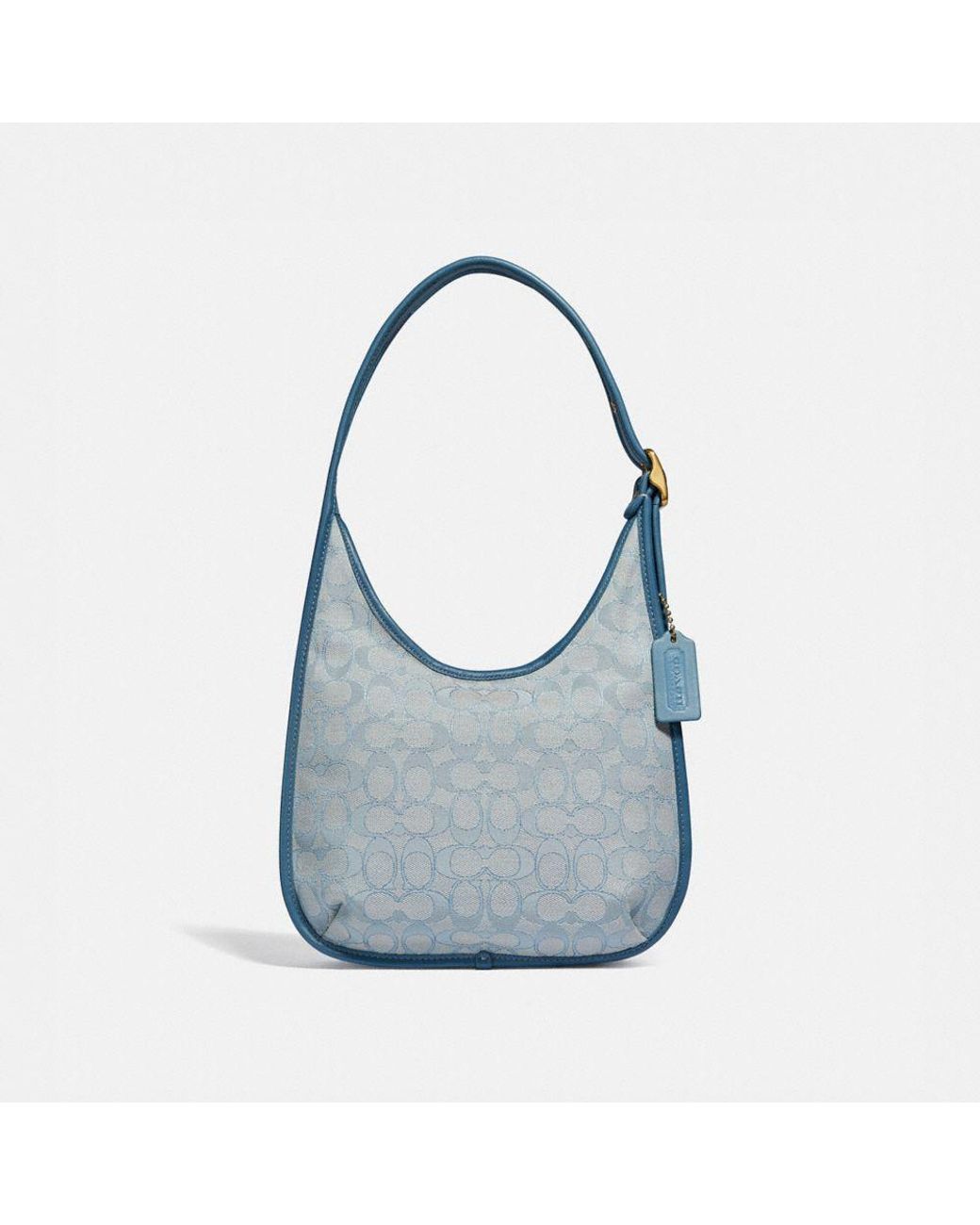 COACH Leather Ergo Shoulder Bag In Signature Jacquard in Brass/Marble Blue Azure (Blue) Lyst