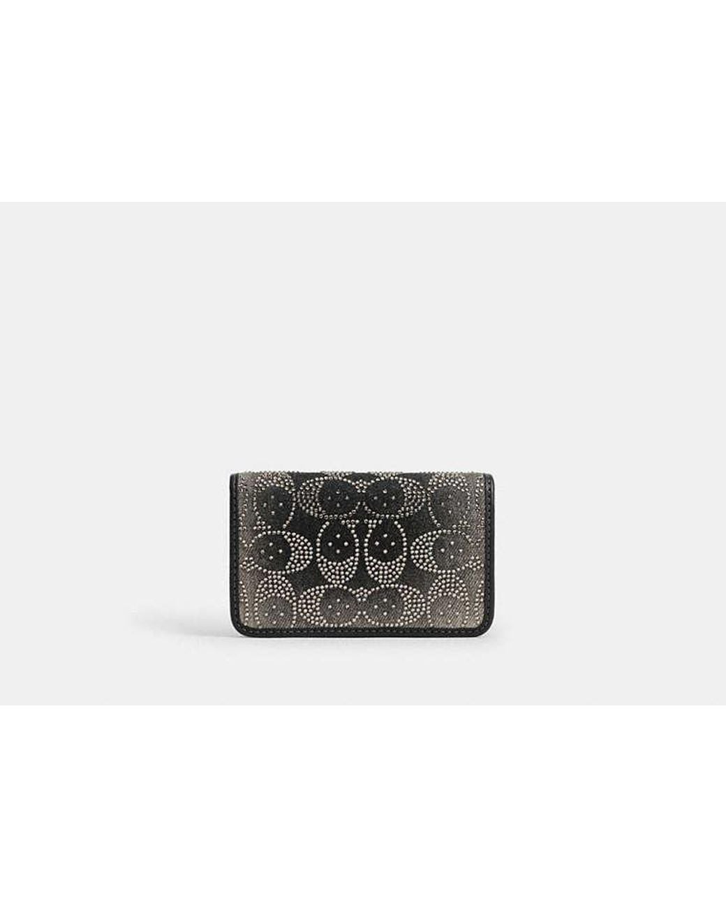 COACH Black Essential Slim Card Case With Crystal Signature