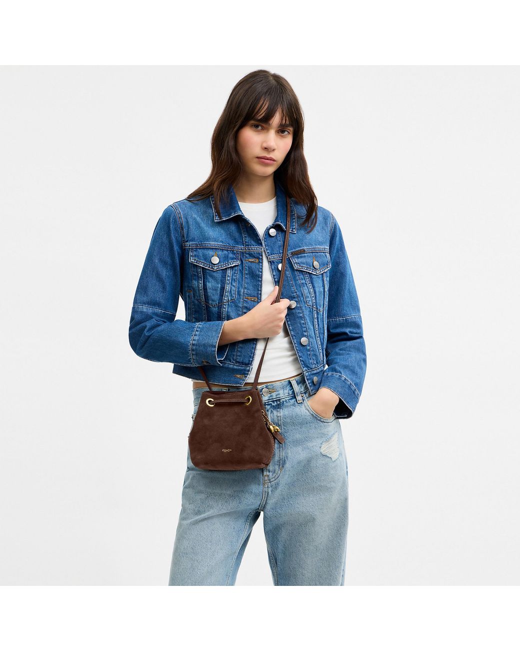 COACH Brown Jade Drawstring Bag