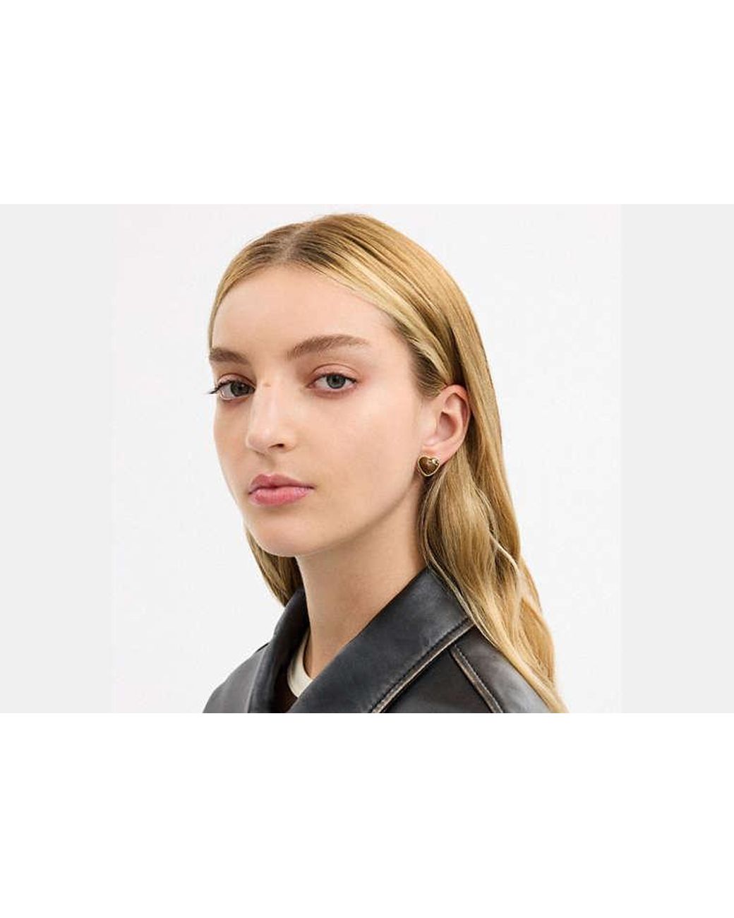 COACH Black Bold Signature Stud Earrings