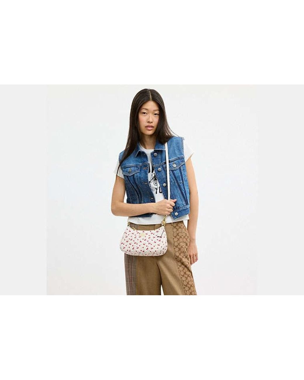 COACH Black Teri Shoulder Bag With Cherry Print