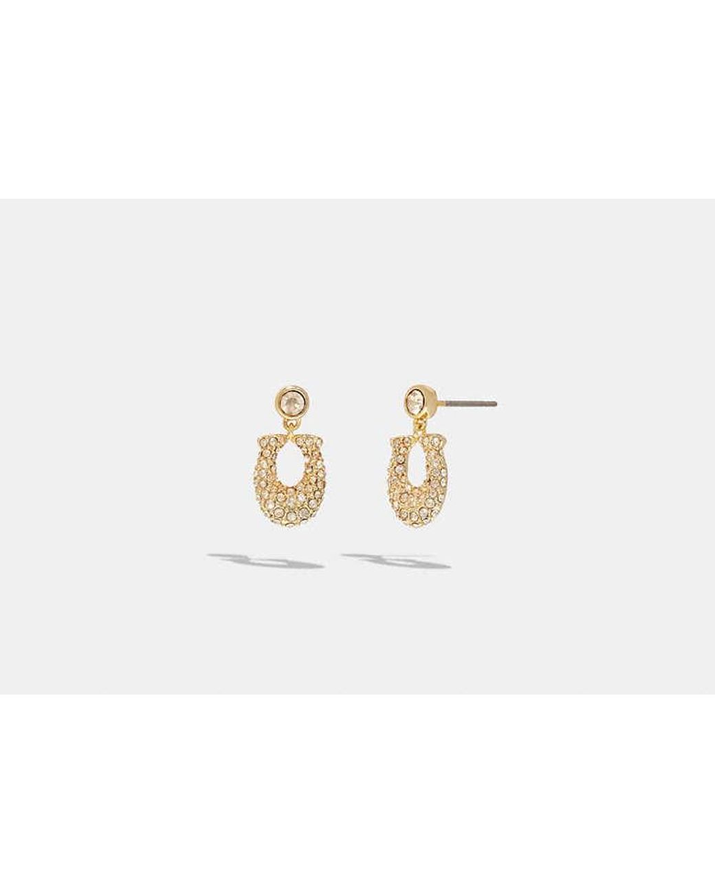 Coach pave signature store huggie earrings