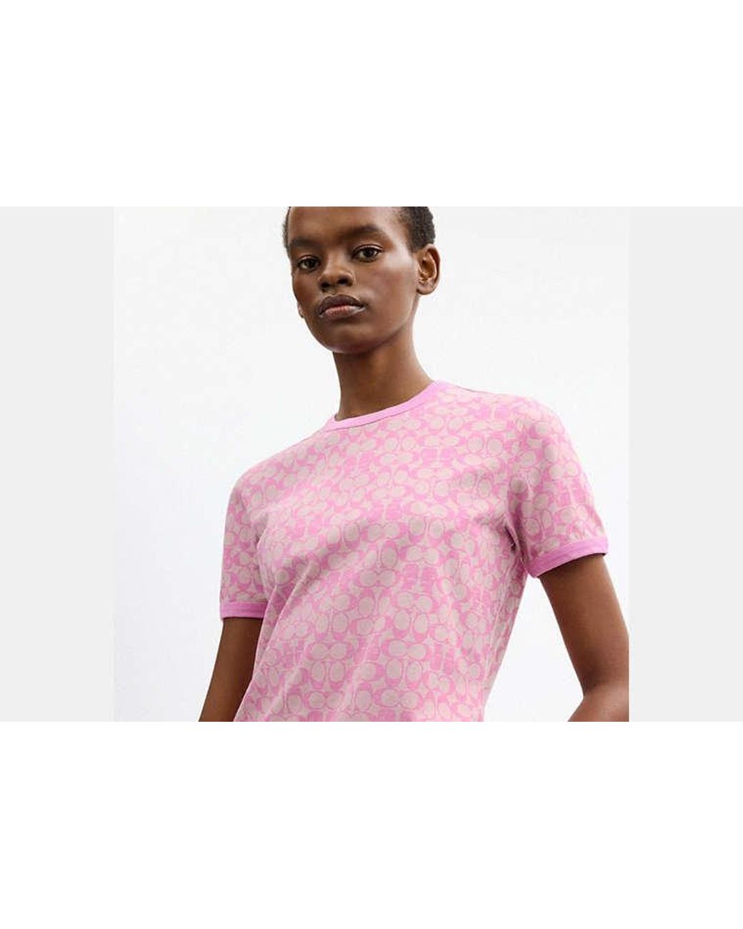 COACH Pink Brain Dead Signature Ringer T-Shirt