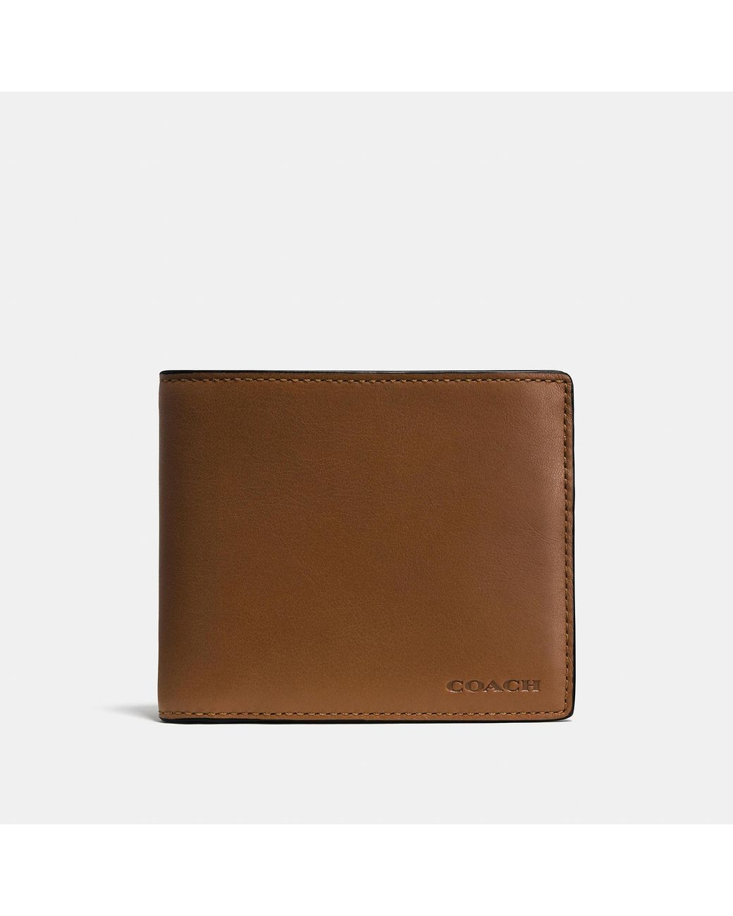 COACH Compact Id Wallet In Sport Calf Leather in Brown for Men Lyst