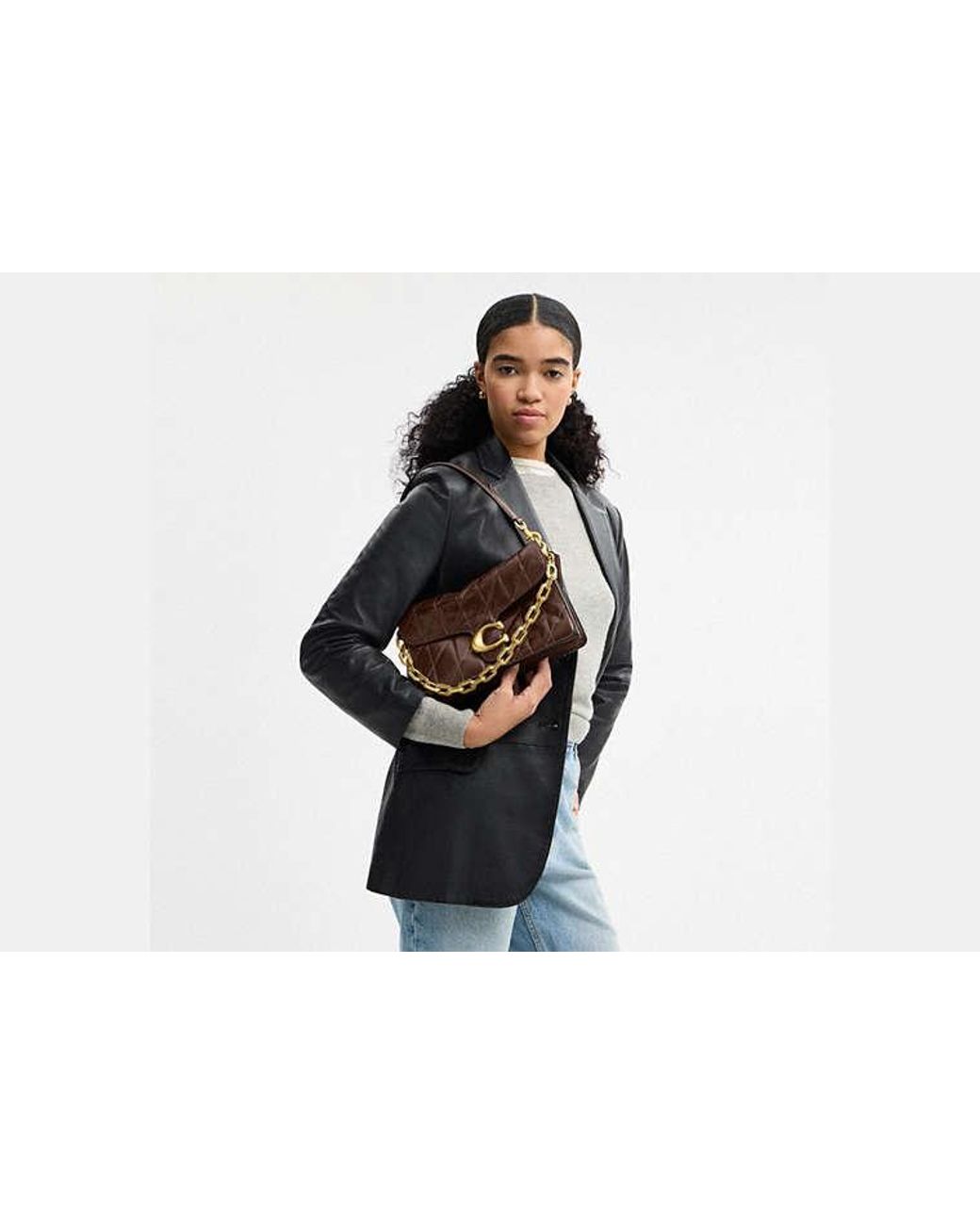 COACH Black Chain Tabby Shoulder Bag With Quilting