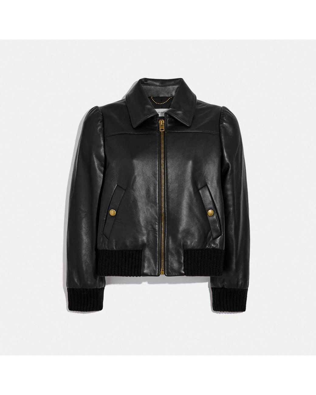 COACH Leather Tailored Bomber Jacket in Black Lyst