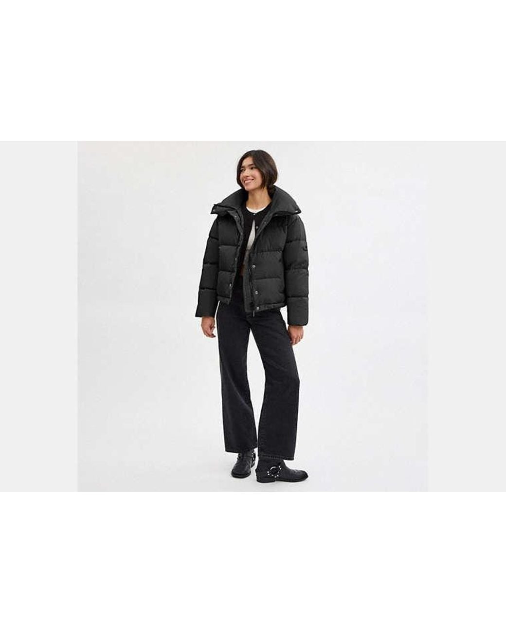COACH Black Short Puffer Jacket