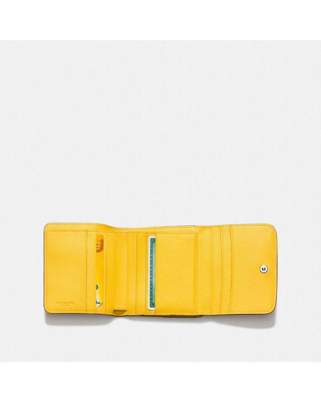 Coach Zoe Yellow Leather Silver Buckle Credit Card Zip-around Long Wallet