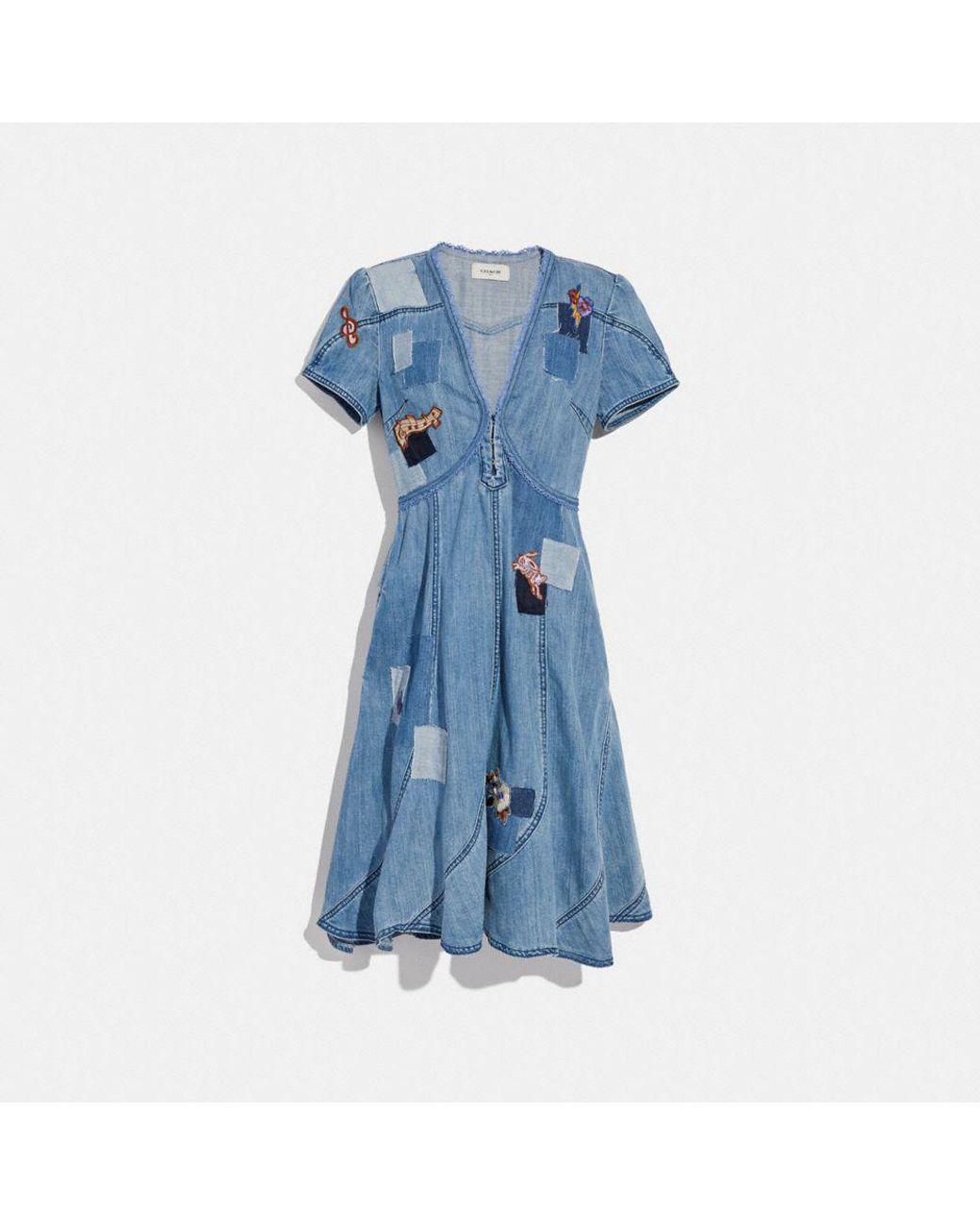 COACH Embellished Denim Dress in Blue Lyst