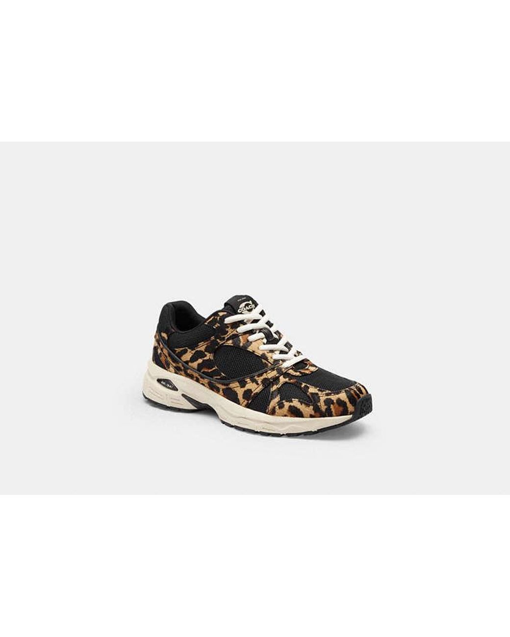 COACH Black Sport Sneaker With Leopard Print