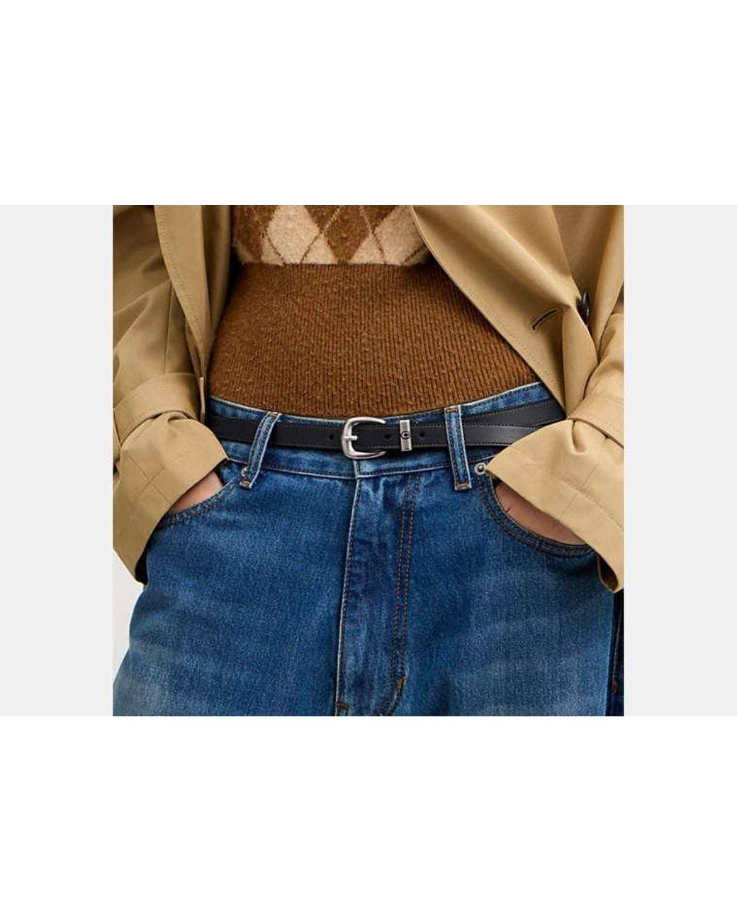 COACH Black C Harness Buckle Belt, 18Mm