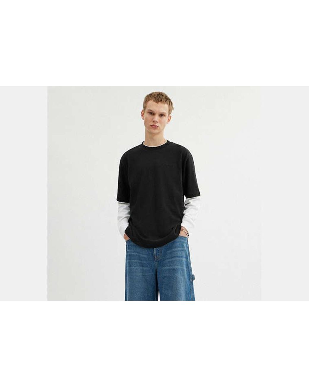 COACH Black Organic Cotton Crewneck Short Sleeve T-Shirt for men