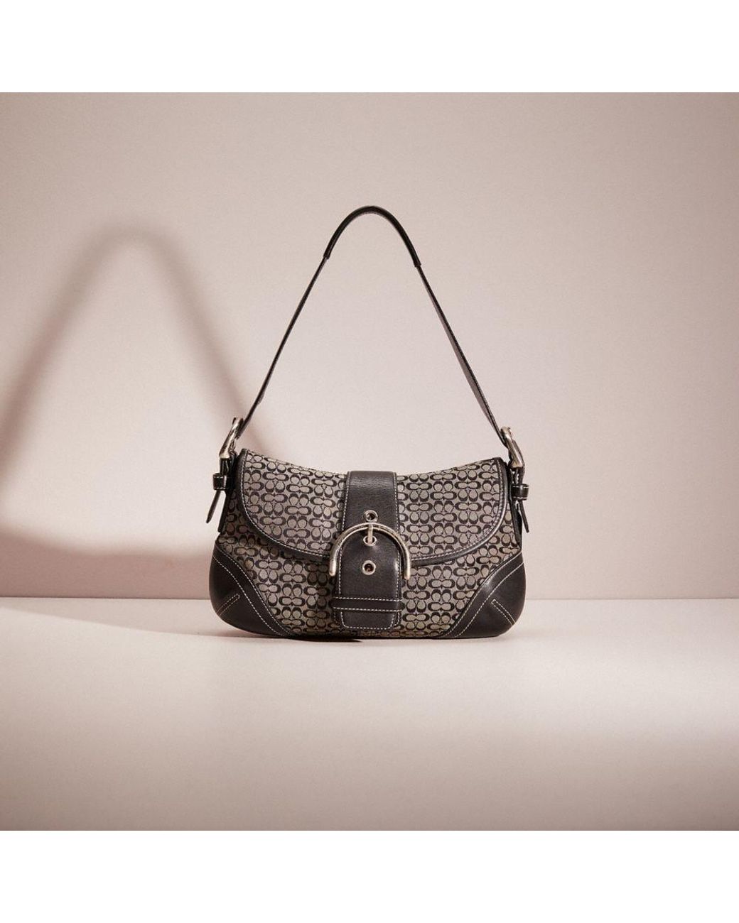 Buy the Coach Soho Signature Jacquard Flap Purse Black Grey