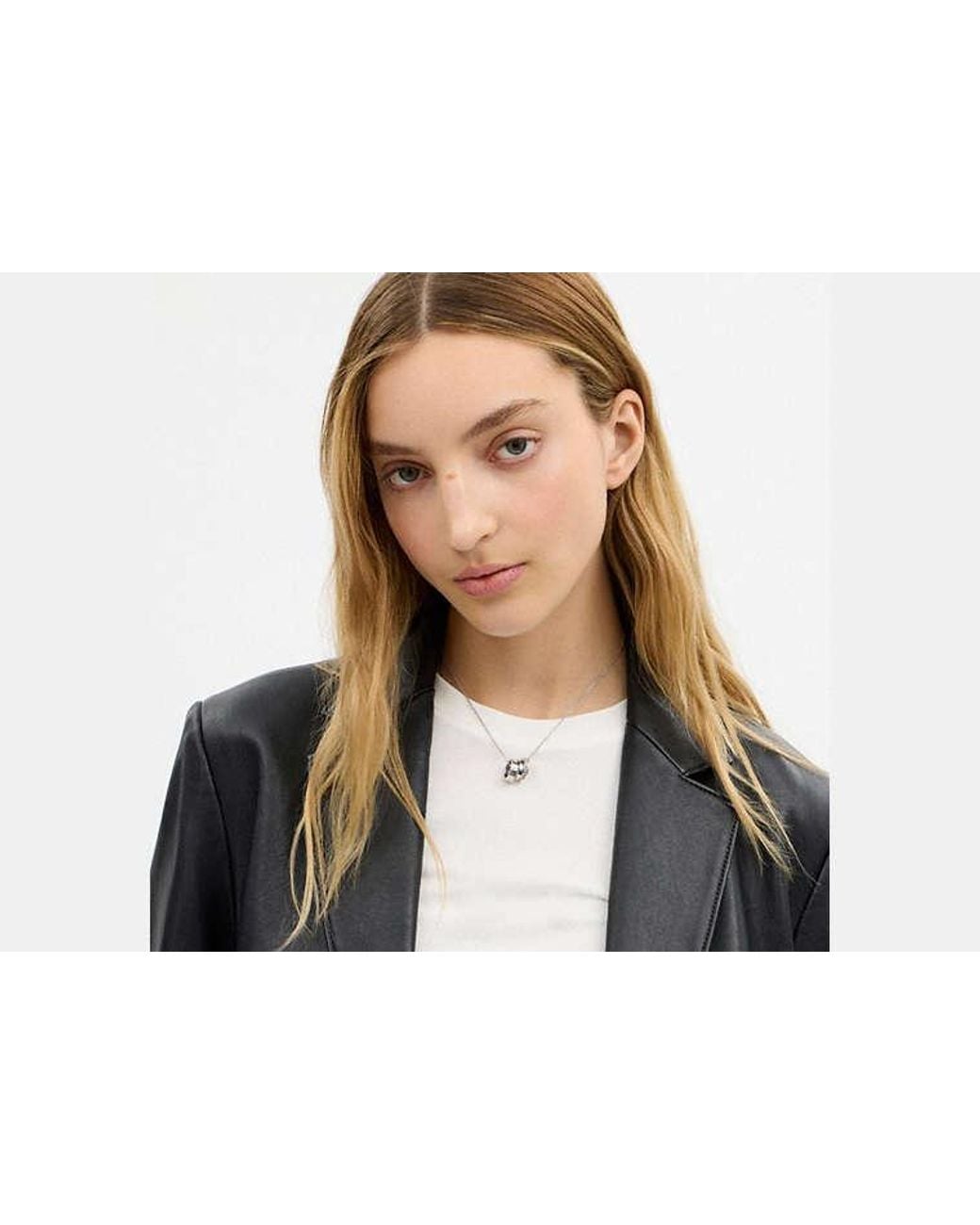 COACH Black Repeated C Rondelle Necklace