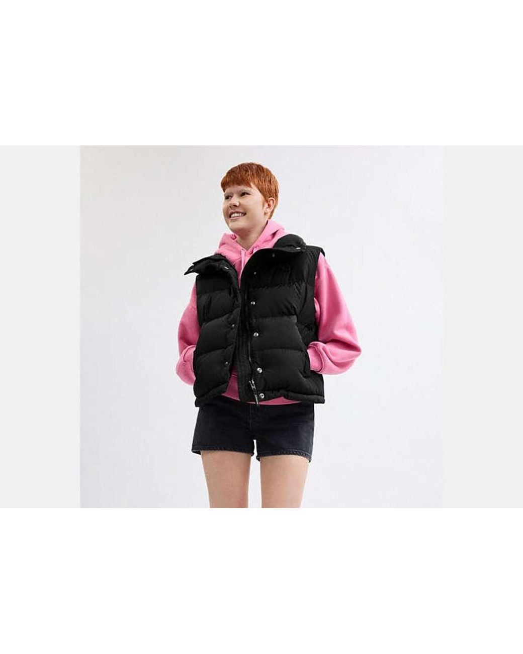 COACH Black Puffer Jacket Vest