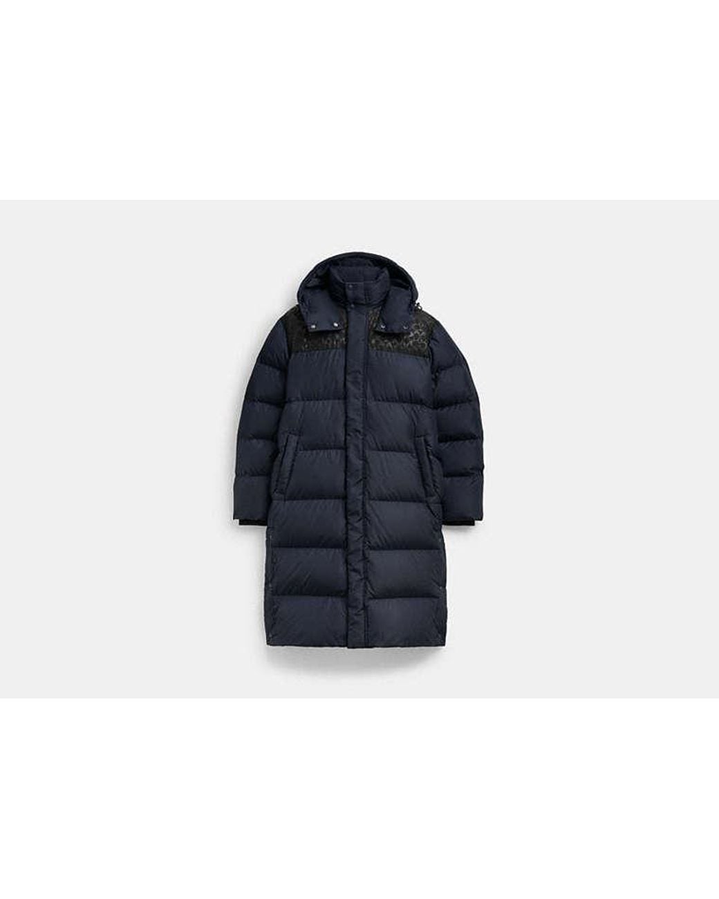 COACH Blue Long Puffer Jacket for men