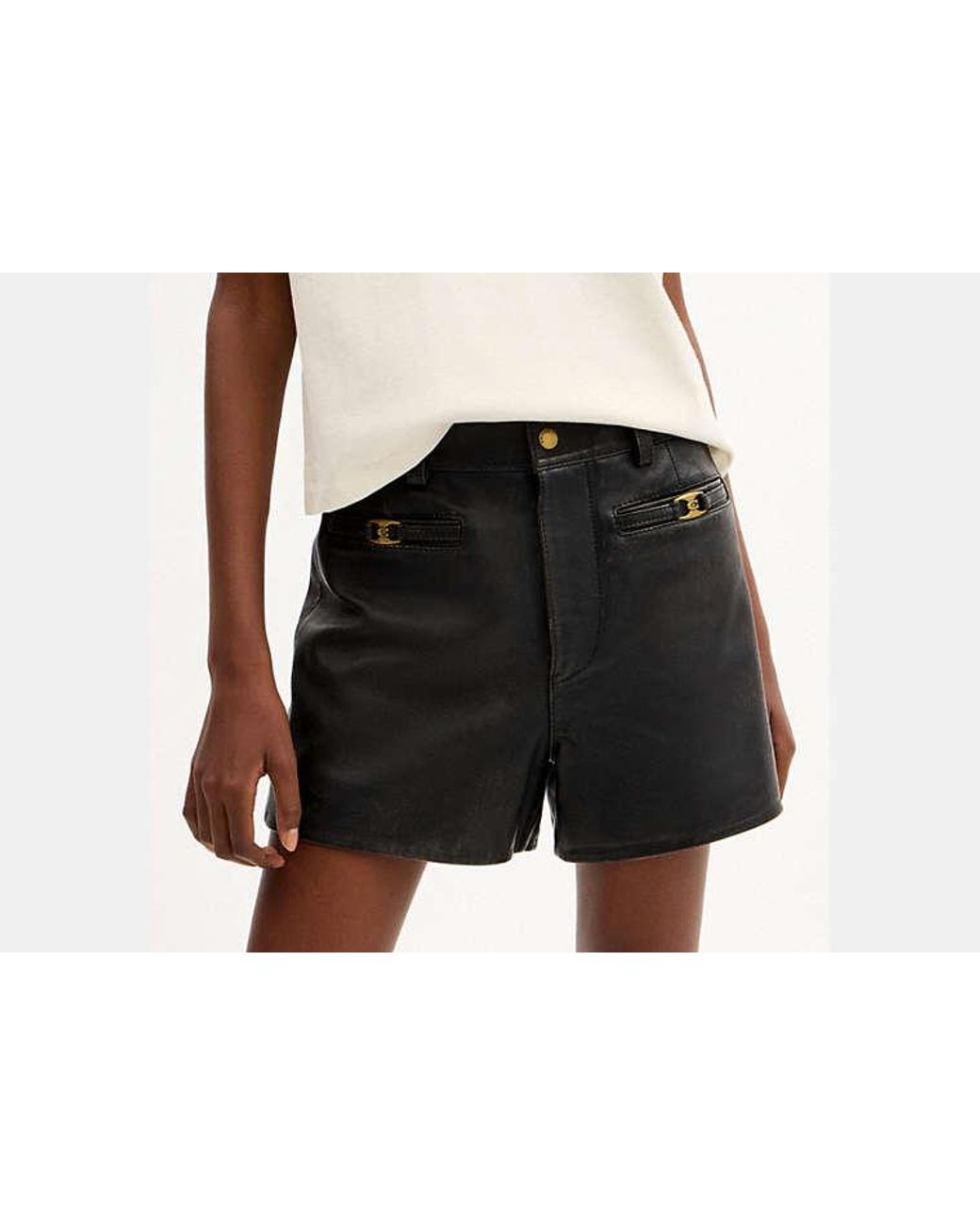 COACH Black Loved Leather Heritage C Shorts