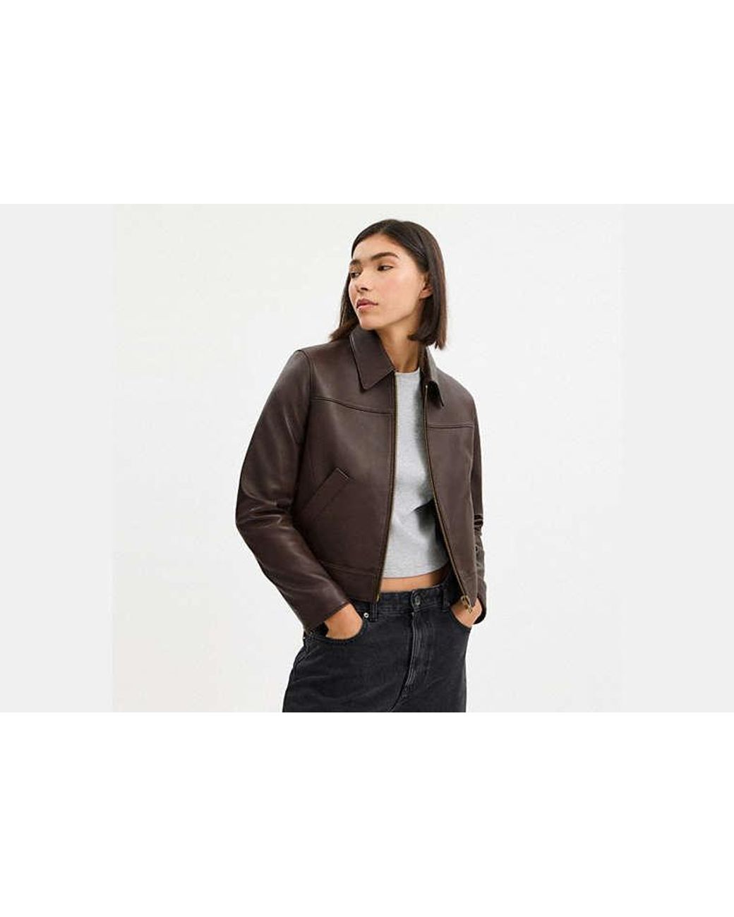COACH Black Lederjacke Für Frauen