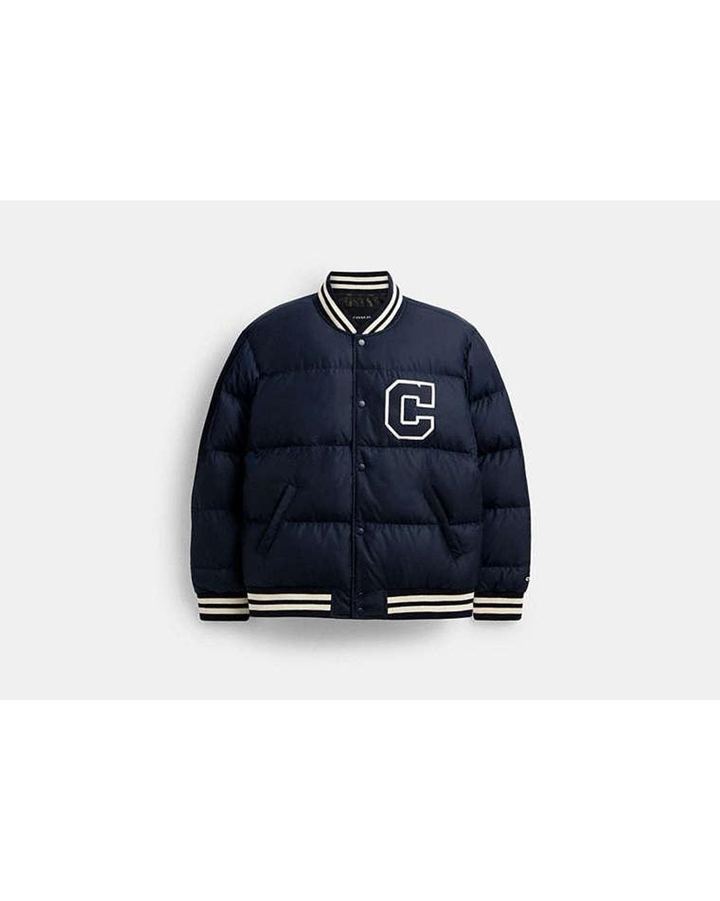 COACH Blue Down Varsity Jacket In Recycled Polyester for men