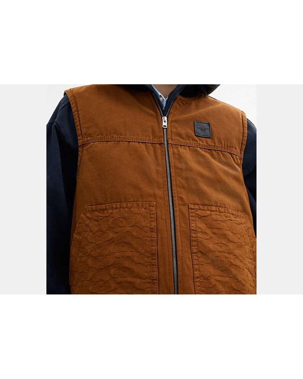 COACH Black Work Vest With Quilted Lining for men