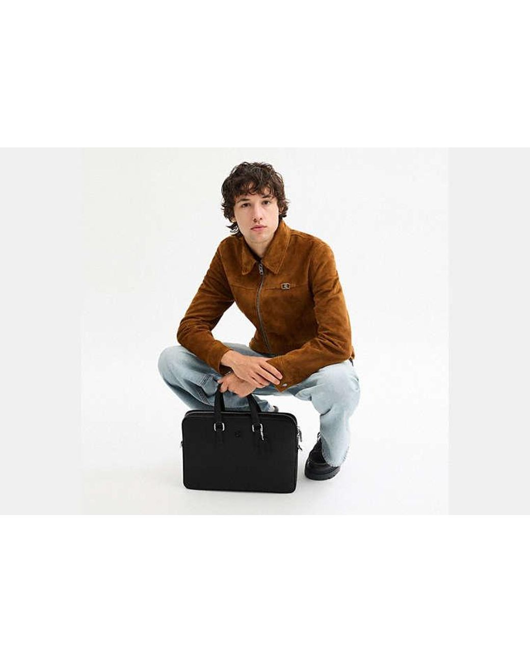 COACH Black Caden Brief Bag for men