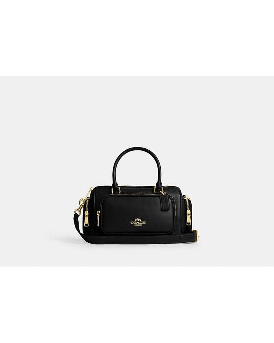 COACH Black Rowan Satchel Bag With Pockets