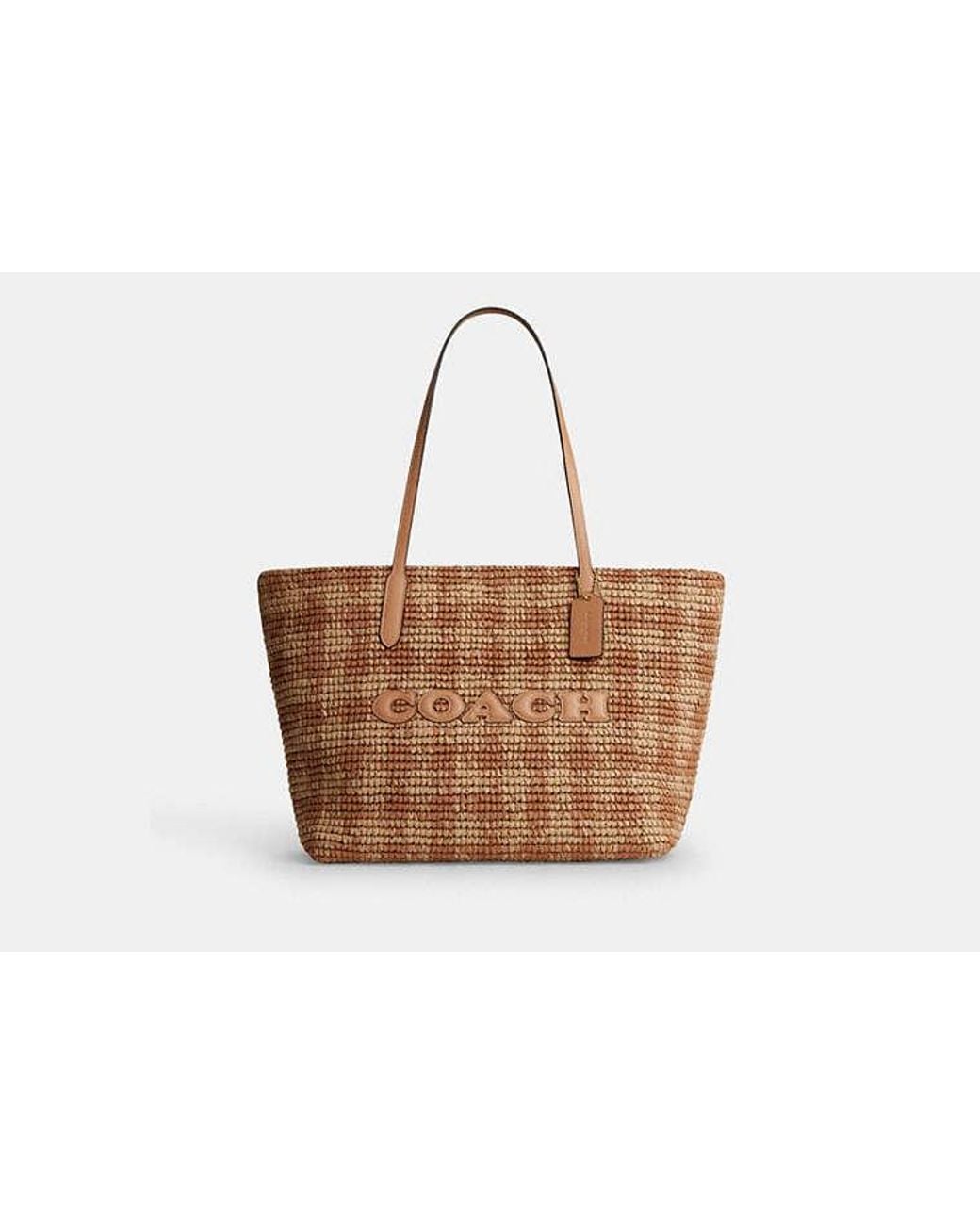 COACH Black City Tote Bag With Gingham Print