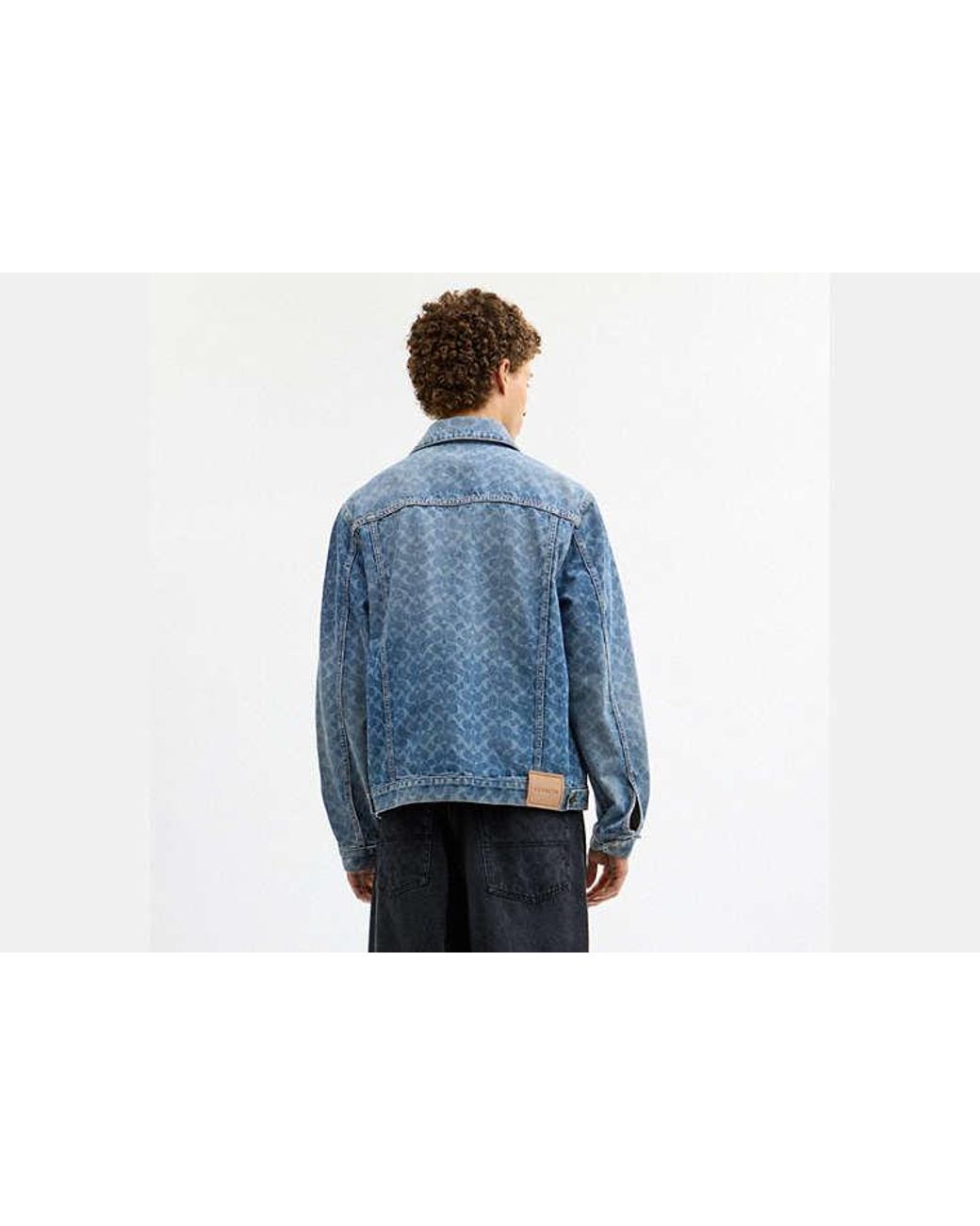 COACH Blue Signature Denim Trucker Jacket for men