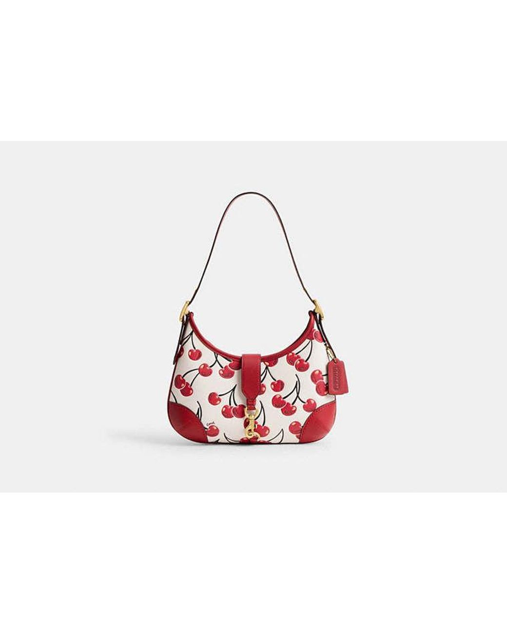 COACH Hamptons Hobo Bag With Cherry Print in Black | Lyst UK