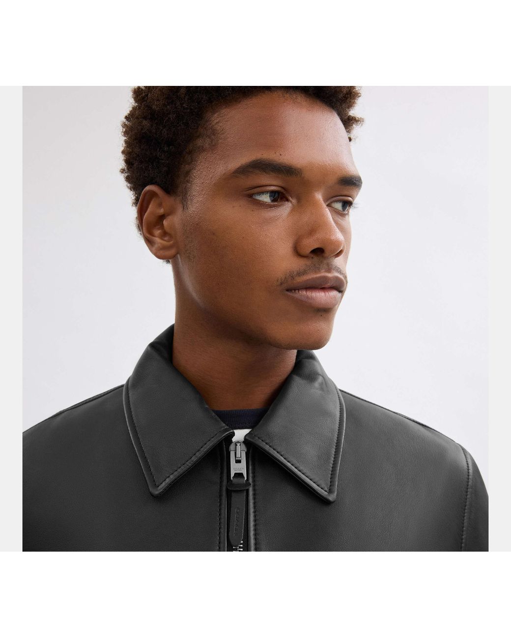 COACH Black Leather Jacket for men