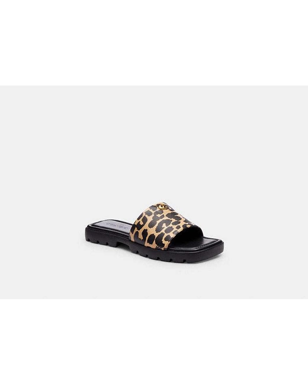 COACH Black Florence Sandal With Print