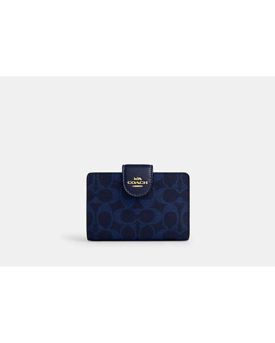 COACH Blue Medium Corner Zip Wallet