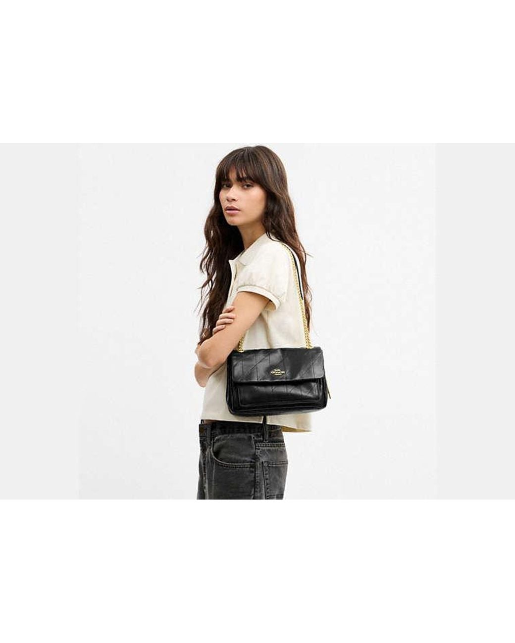 COACH Black Elodie Crossbody Bag 24 With Quilting