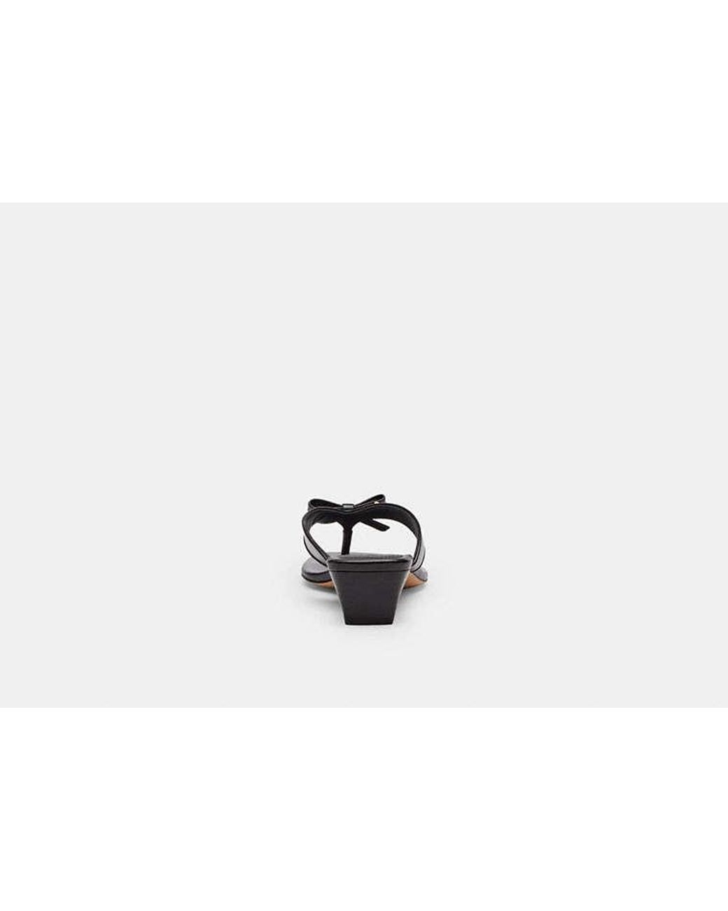 COACH Black Bow Thong Kitten Heel