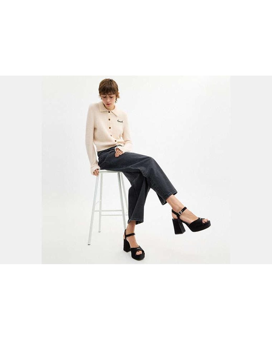 COACH Black Block Heel Sandal