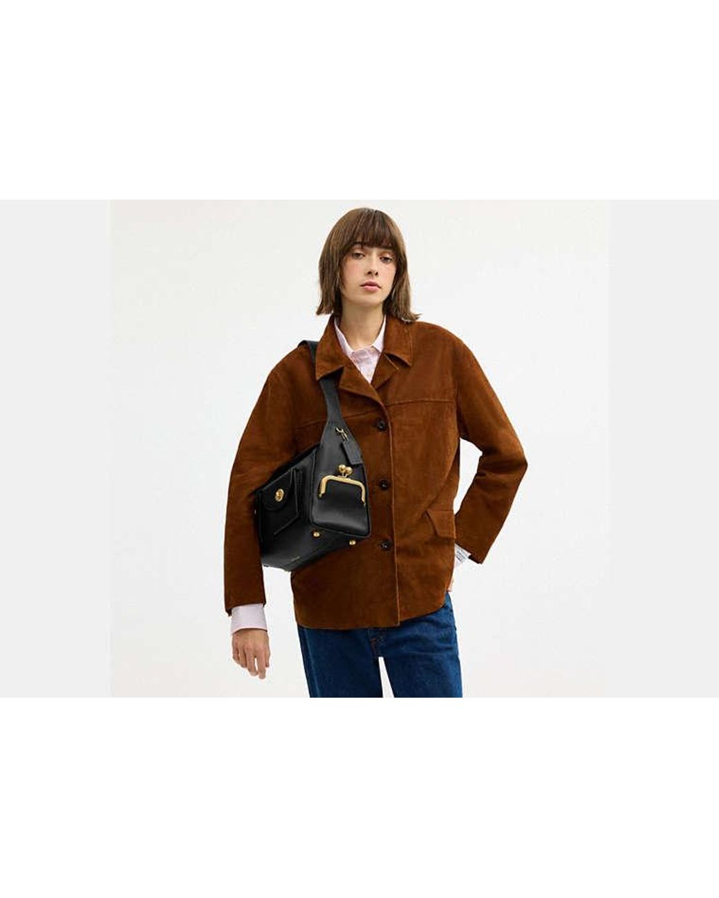 COACH Black Turnlock Haversack Bag