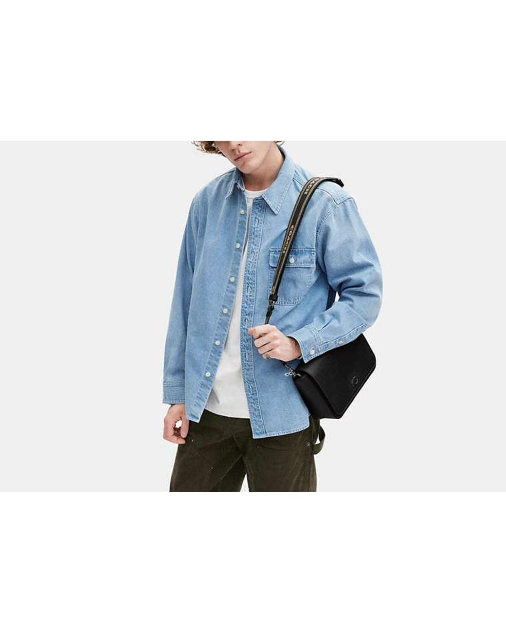 COACH Black Messenger Bag With Signature Canvas Interior