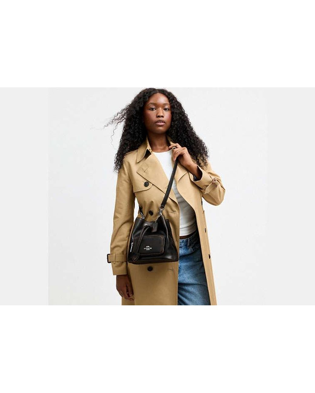 COACH Black Rowan Bucket Bag With Pocket