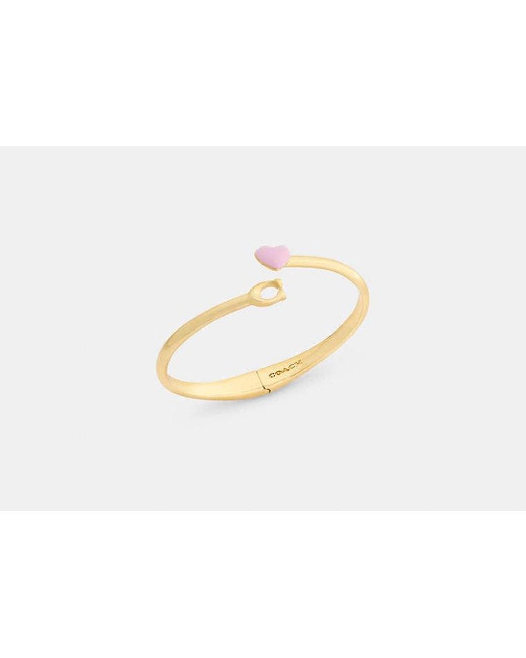 COACH Black Signature Enamel Heart Open Bangle