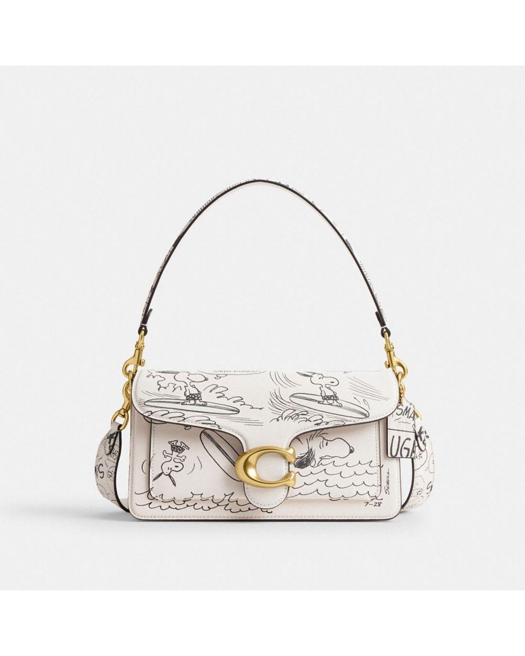 COACH X Peanuts Tabby Shoulder Bag 26 With Newspaper Print in
